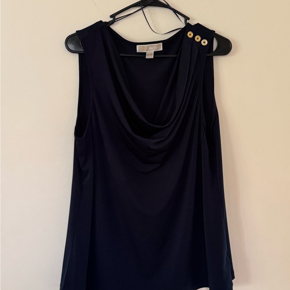 Michael Kors Navy Cowl Neck Sleeveless Top - Size XL